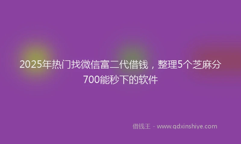 2025年热门找微信富二代借钱，整理5个芝麻分700能秒下的软件