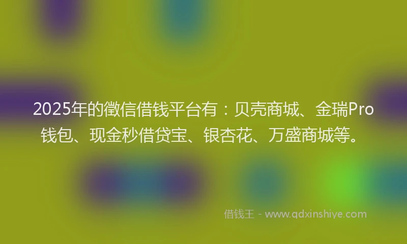 2025年的徵信借钱平台有：贝壳商城、金瑞Pro钱包、现金秒借贷宝、银杏花、万盛商城等。