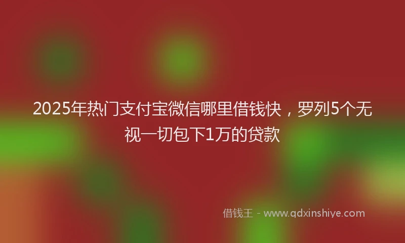 2025年热门支付宝微信哪里借钱快，罗列5个无视一切包下1万的贷款