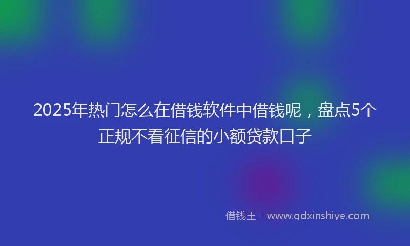 2025年热门怎么在借钱软件中借钱呢，盘点5个正规不看征信的小额贷款口子