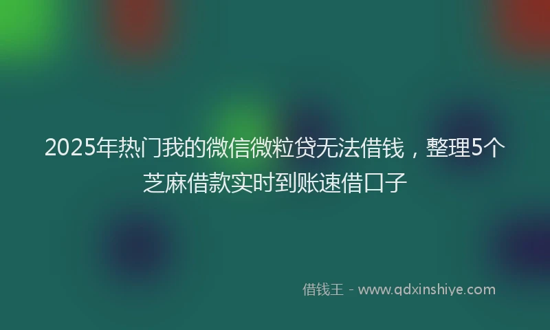 2025年热门我的微信微粒贷无法借钱，整理5个芝麻借款实时到账速借口子