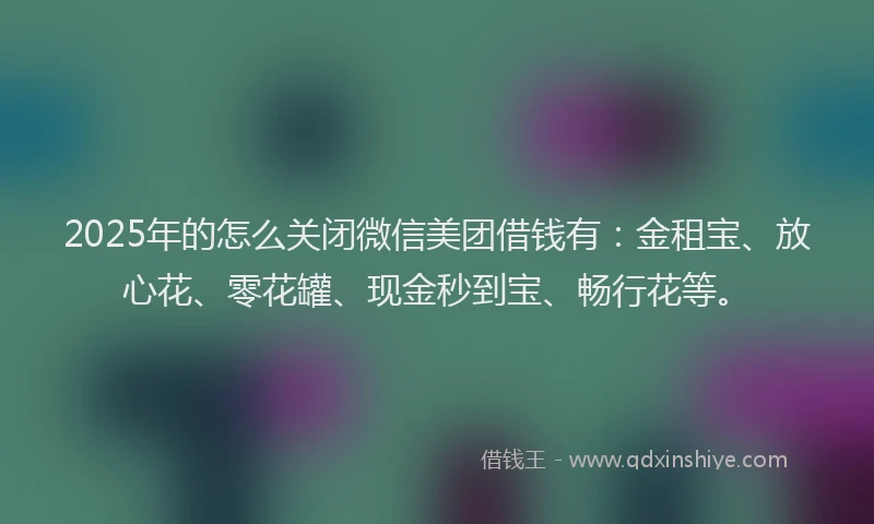 2025年的怎么关闭微信美团借钱有：金租宝、放心花、零花罐、现金秒到宝、畅行花等。