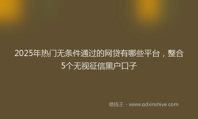 2025年热门无条件通过的网贷有哪些平台，整合5个无视征信黑户口子