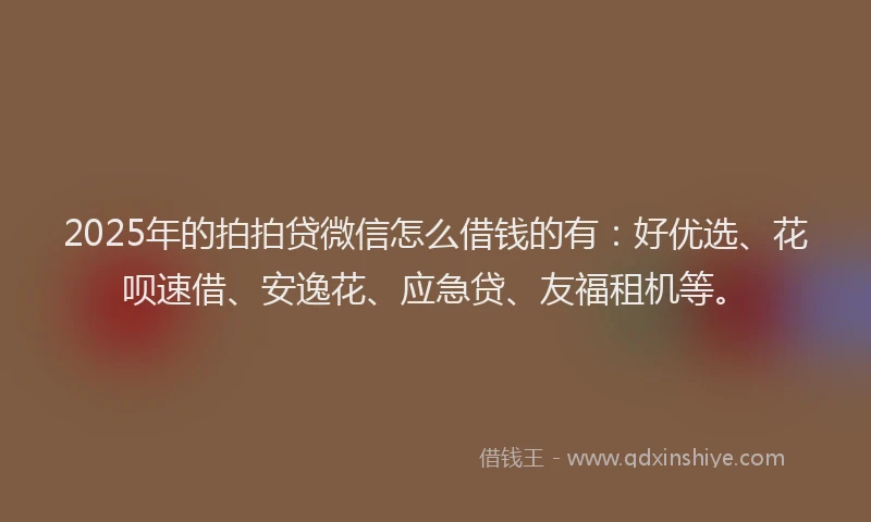 2025年的拍拍贷微信怎么借钱的有：好优选、花呗速借、安逸花、应急贷、友福租机等。
