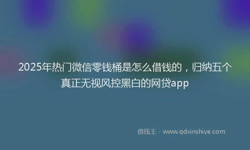 2025年热门微信零钱桶是怎么借钱的，归纳五个真正无视风控黑白的网贷app