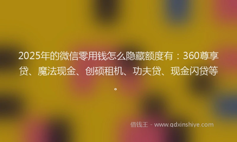 2025年的微信零用钱怎么隐藏额度有：360尊享贷、魔法现金、创硕租机、功夫贷、现金闪贷等。
