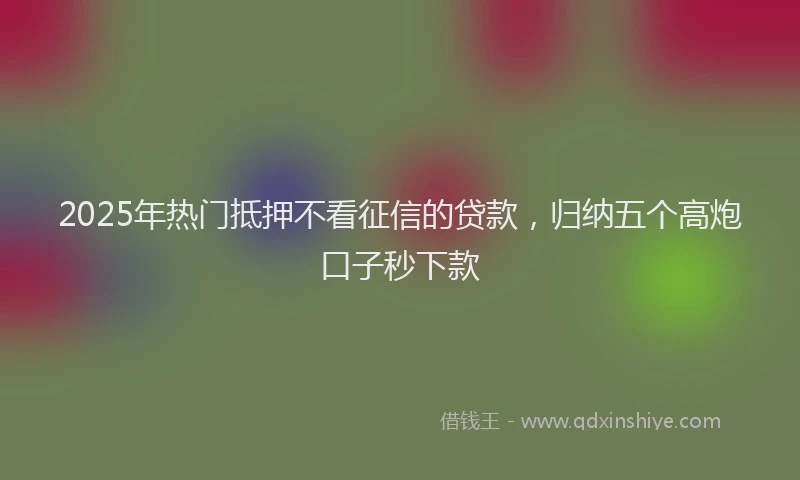 2025年热门抵押不看征信的贷款，归纳五个高炮口子秒下款