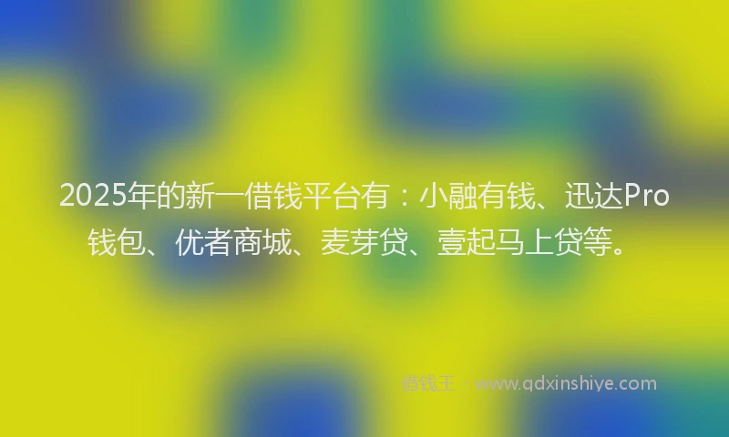 2025年的新一借钱平台有：小融有钱、迅达Pro钱包、优者商城、麦芽贷、壹起马上贷等。