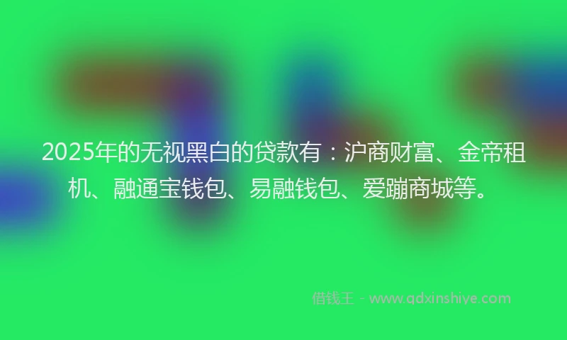 2025年的无视黑白的贷款有：沪商财富、金帝租机、融通宝钱包、易融钱包、爱蹦商城等。