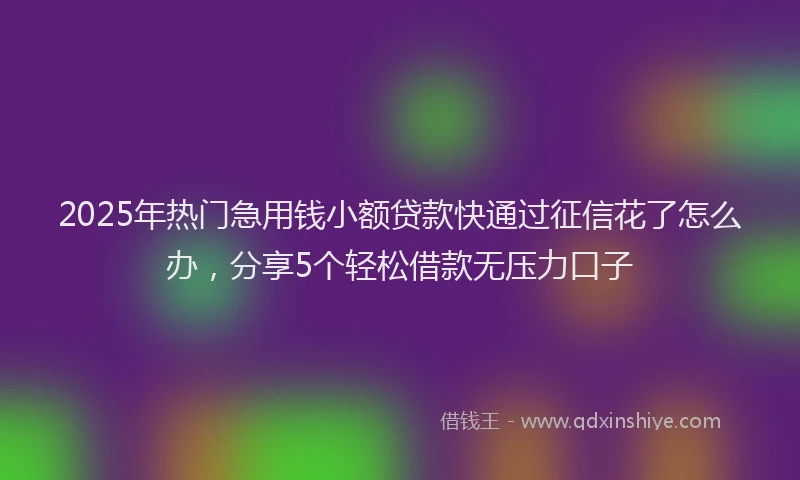 2025年热门急用钱小额贷款快通过征信花了怎么办，分享5个轻松借款无压力口子
