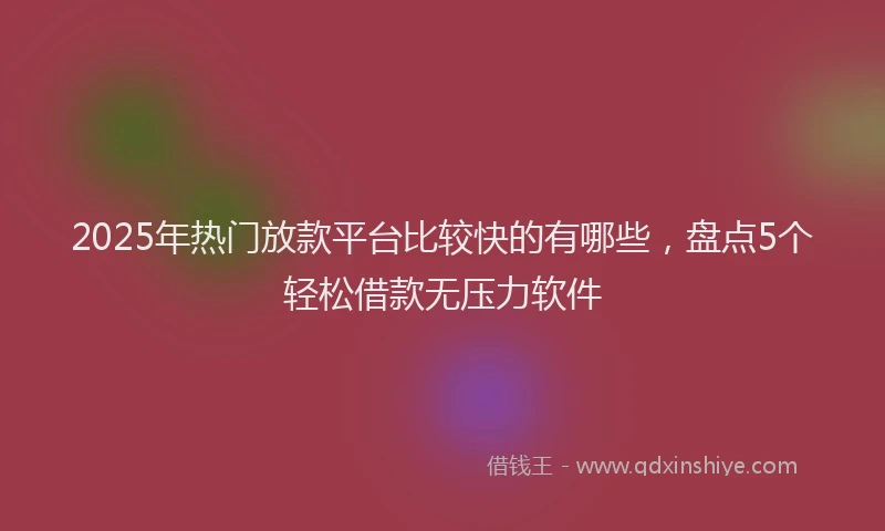 2025年热门放款平台比较快的有哪些，盘点5个轻松借款无压力软件
