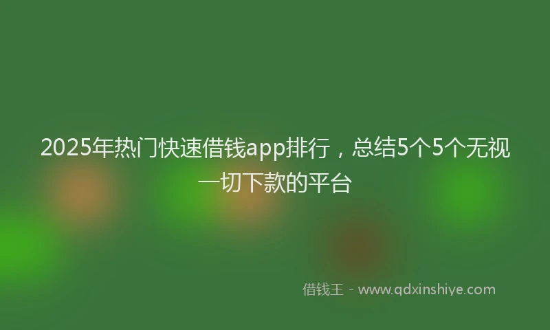 2025年热门快速借钱app排行，总结5个5个无视一切下款的平台