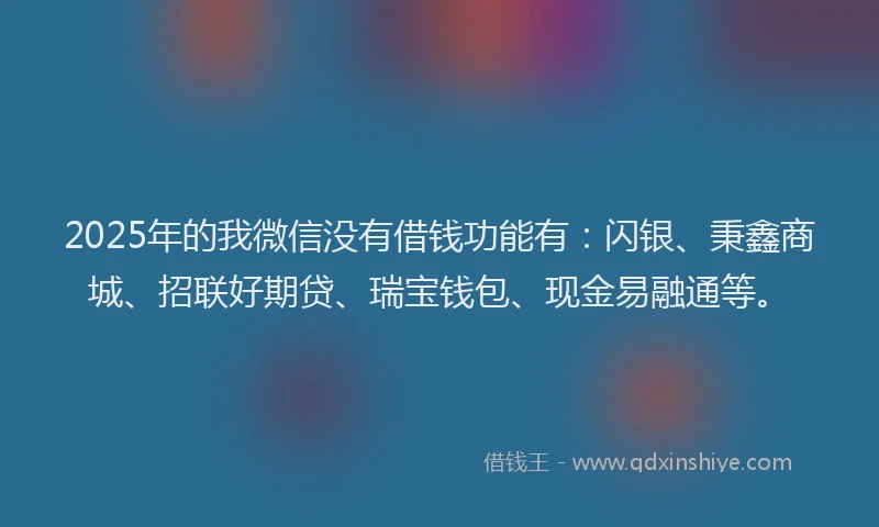 2025年的我微信没有借钱功能有：闪银、秉鑫商城、招联好期贷、瑞宝钱包、现金易融通等。