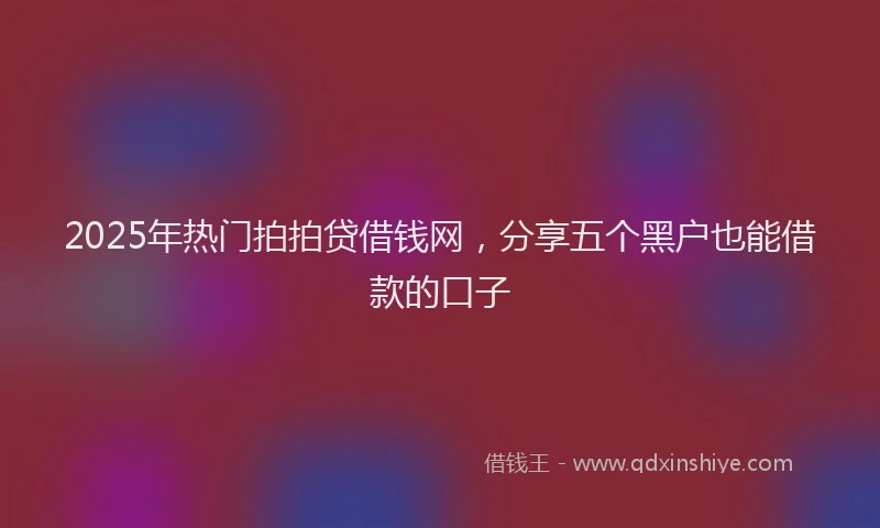 2025年热门拍拍贷借钱网，分享五个黑户也能借款的口子