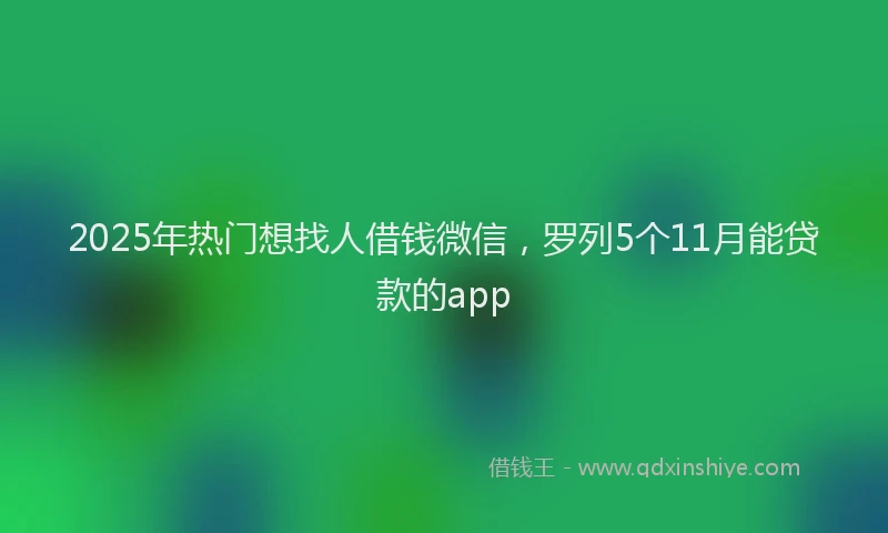 2025年热门想找人借钱微信，罗列5个11月能贷款的app