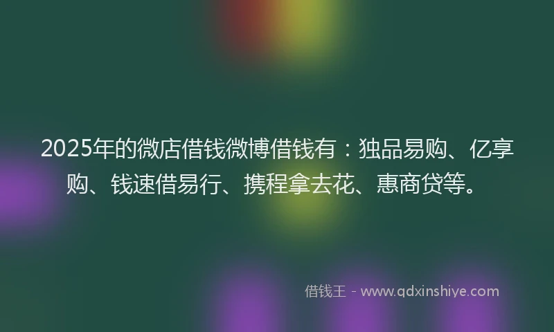 2025年的微店借钱微博借钱有：独品易购、亿享购、钱速借易行、携程拿去花、惠商贷等。