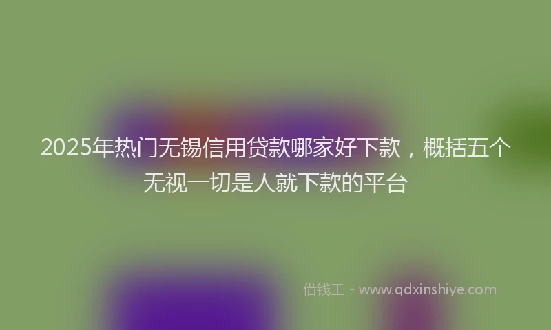 2025年热门无锡信用贷款哪家好下款，概括五个无视一切是人就下款的平台
