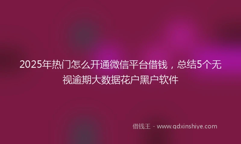 2025年热门怎么开通微信平台借钱，总结5个无视逾期大数据花户黑户软件