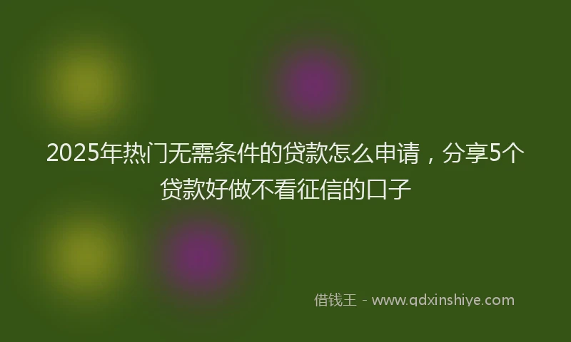 2025年热门无需条件的贷款怎么申请，分享5个贷款好做不看征信的口子