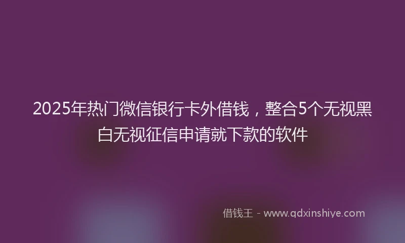 2025年热门微信银行卡外借钱，整合5个无视黑白无视征信申请就下款的软件