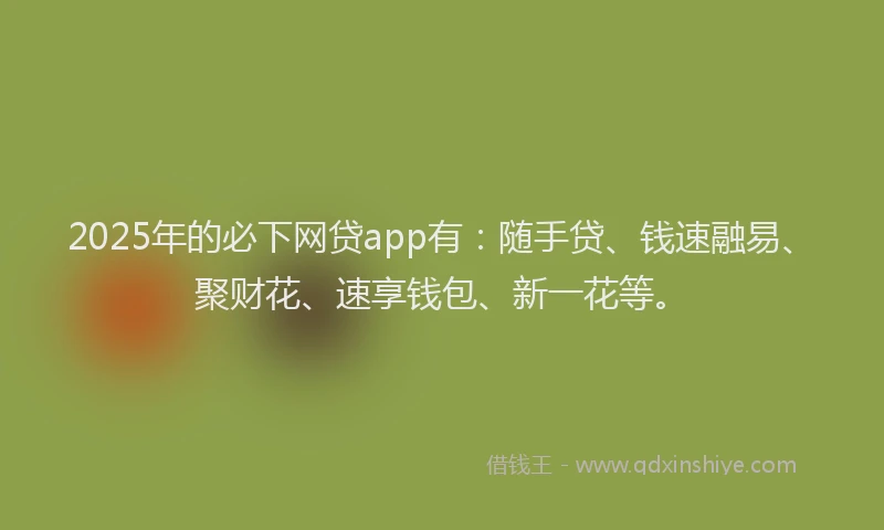 2025年的必下网贷app有：随手贷、钱速融易、聚财花、速享钱包、新一花等。
