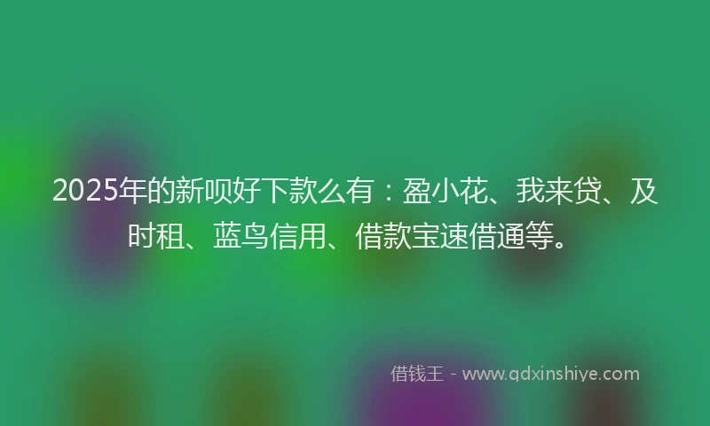 2025年的新呗好下款么有：盈小花、我来贷、及时租、蓝鸟信用、借款宝速借通等。