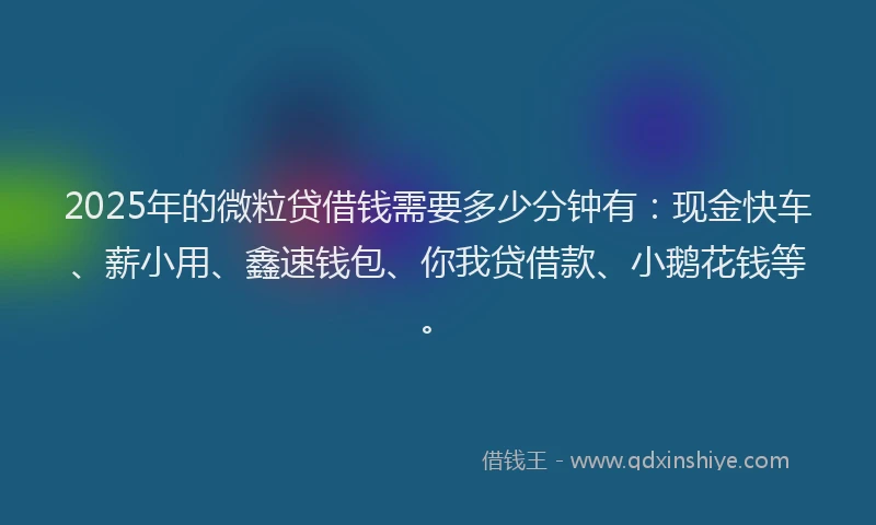 2025年的微粒贷借钱需要多少分钟有：现金快车、薪小用、鑫速钱包、你我贷借款、小鹅花钱等。