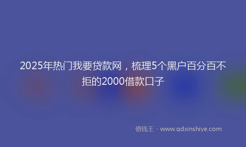 2025年热门我要贷款网，梳理5个黑户百分百不拒的2000借款口子