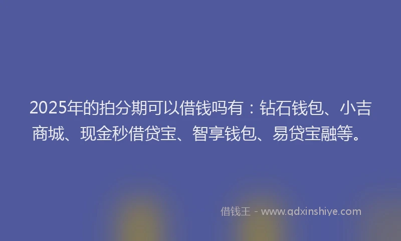 2025年的拍分期可以借钱吗有：钻石钱包、小吉商城、现金秒借贷宝、智享钱包、易贷宝融等。