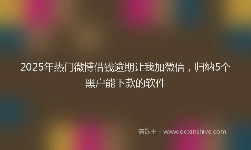 2025年热门微博借钱逾期让我加微信，归纳5个黑户能下款的软件