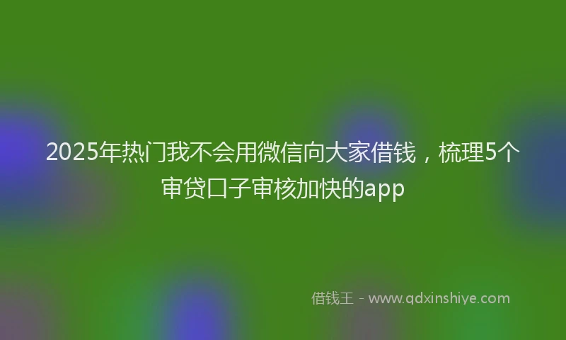 2025年热门我不会用微信向大家借钱，梳理5个审贷口子审核加快的app