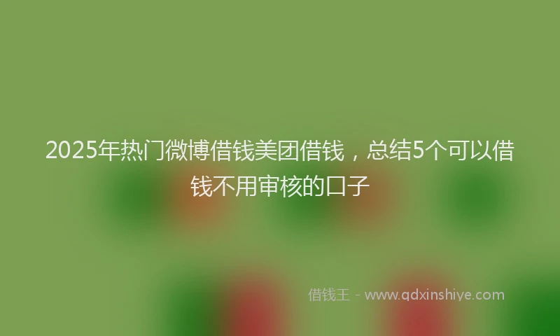 2025年热门微博借钱美团借钱，总结5个可以借钱不用审核的口子