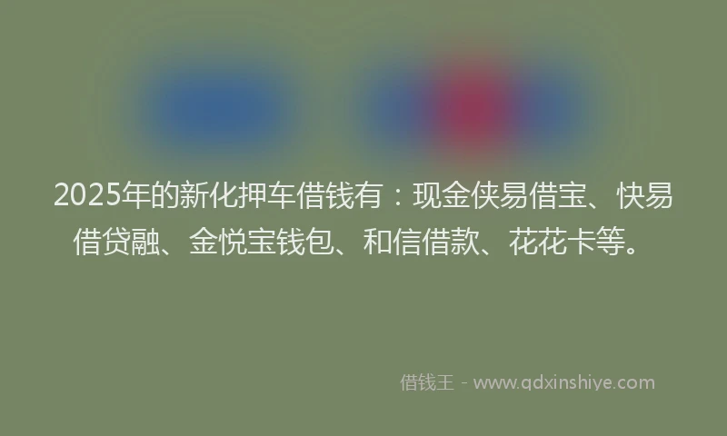 2025年的新化押车借钱有：现金侠易借宝、快易借贷融、金悦宝钱包、和信借款、花花卡等。