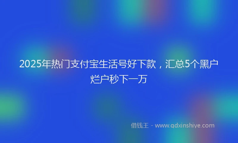 2025年热门支付宝生活号好下款，汇总5个黑户烂户秒下一万
