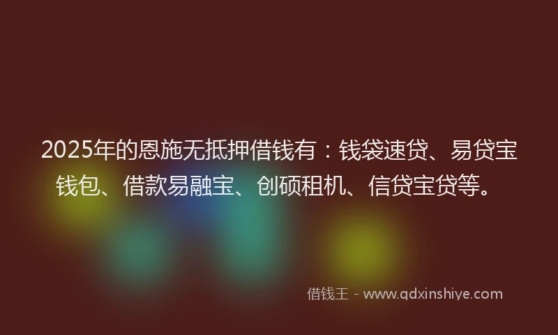 2025年的恩施无抵押借钱有：钱袋速贷、易贷宝钱包、借款易融宝、创硕租机、信贷宝贷等。