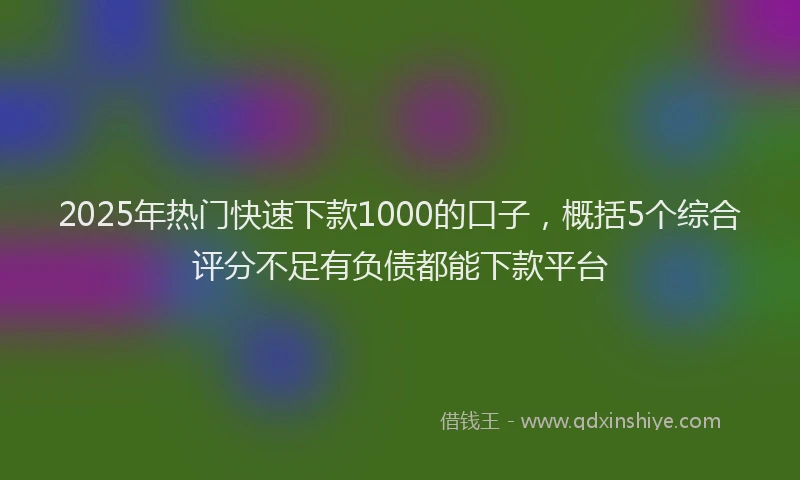 2025年热门快速下款1000的口子，概括5个综合评分不足有负债都能下款平台