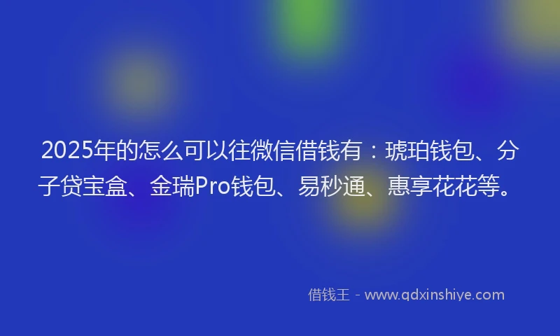2025年的怎么可以往微信借钱有：琥珀钱包、分子贷宝盒、金瑞Pro钱包、易秒通、惠享花花等。