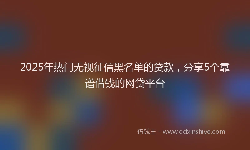 2025年热门无视征信黑名单的贷款，分享5个靠谱借钱的网贷平台