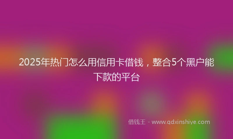 2025年热门怎么用信用卡借钱，整合5个黑户能下款的平台