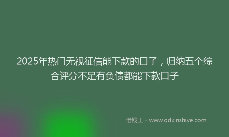 2025年热门无视征信能下款的口子，归纳五个综合评分不足有负债都能下款口子