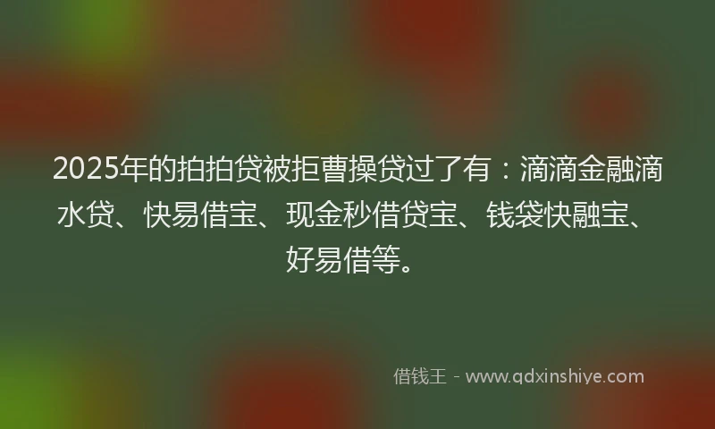 2025年的拍拍贷被拒曹操贷过了有：滴滴金融滴水贷、快易借宝、现金秒借贷宝、钱袋快融宝、好易借等。