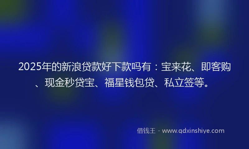 2025年的新浪贷款好下款吗有：宝来花、即客购、现金秒贷宝、福星钱包贷、私立签等。
