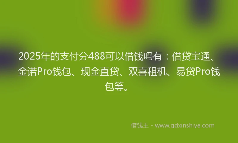 2025年的支付分488可以借钱吗有：借贷宝通、金诺Pro钱包、现金直贷、双喜租机、易贷Pro钱包等。