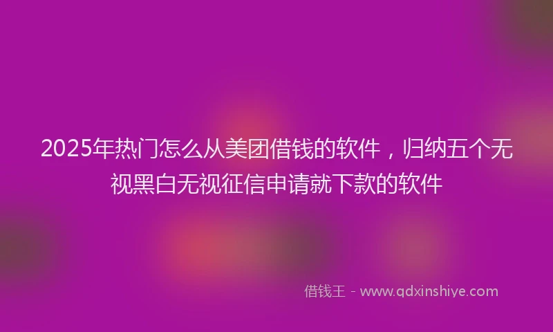 2025年热门怎么从美团借钱的软件，归纳五个无视黑白无视征信申请就下款的软件