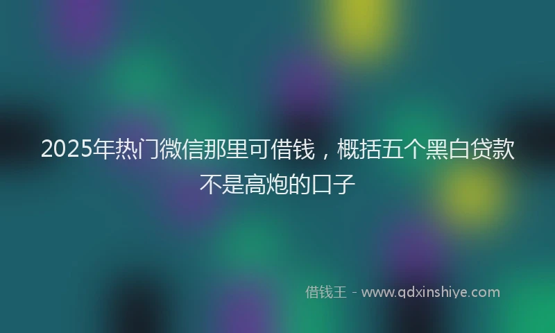 2025年热门微信那里可借钱，概括五个黑白贷款不是高炮的口子