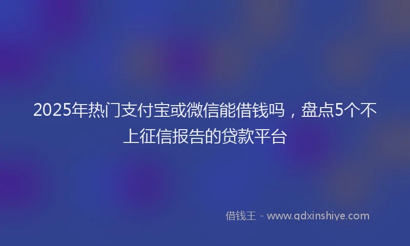 2025年热门支付宝或微信能借钱吗，盘点5个不上征信报告的贷款平台
