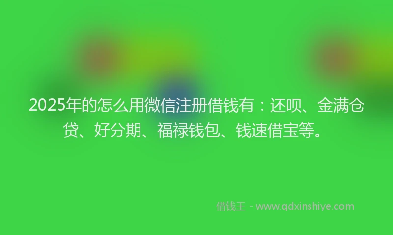 2025年的怎么用微信注册借钱有：还呗、金满仓贷、好分期、福禄钱包、钱速借宝等。