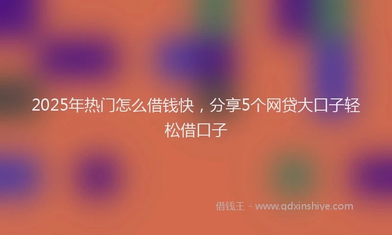 2025年热门怎么借钱快，分享5个网贷大口子轻松借口子