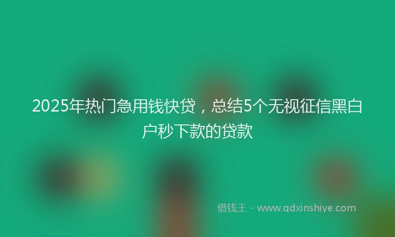 2025年热门急用钱快贷，总结5个无视征信黑白户秒下款的贷款