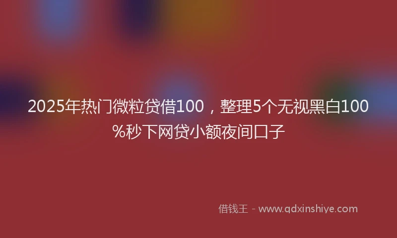 2025年热门微粒贷借100，整理5个无视黑白100%秒下网贷小额夜间口子